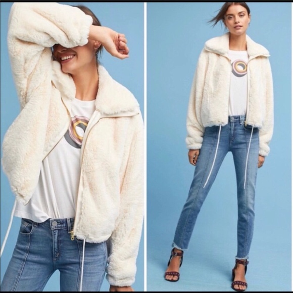 Anthropologie Elevenses Bristol Faux Fur Jacket
